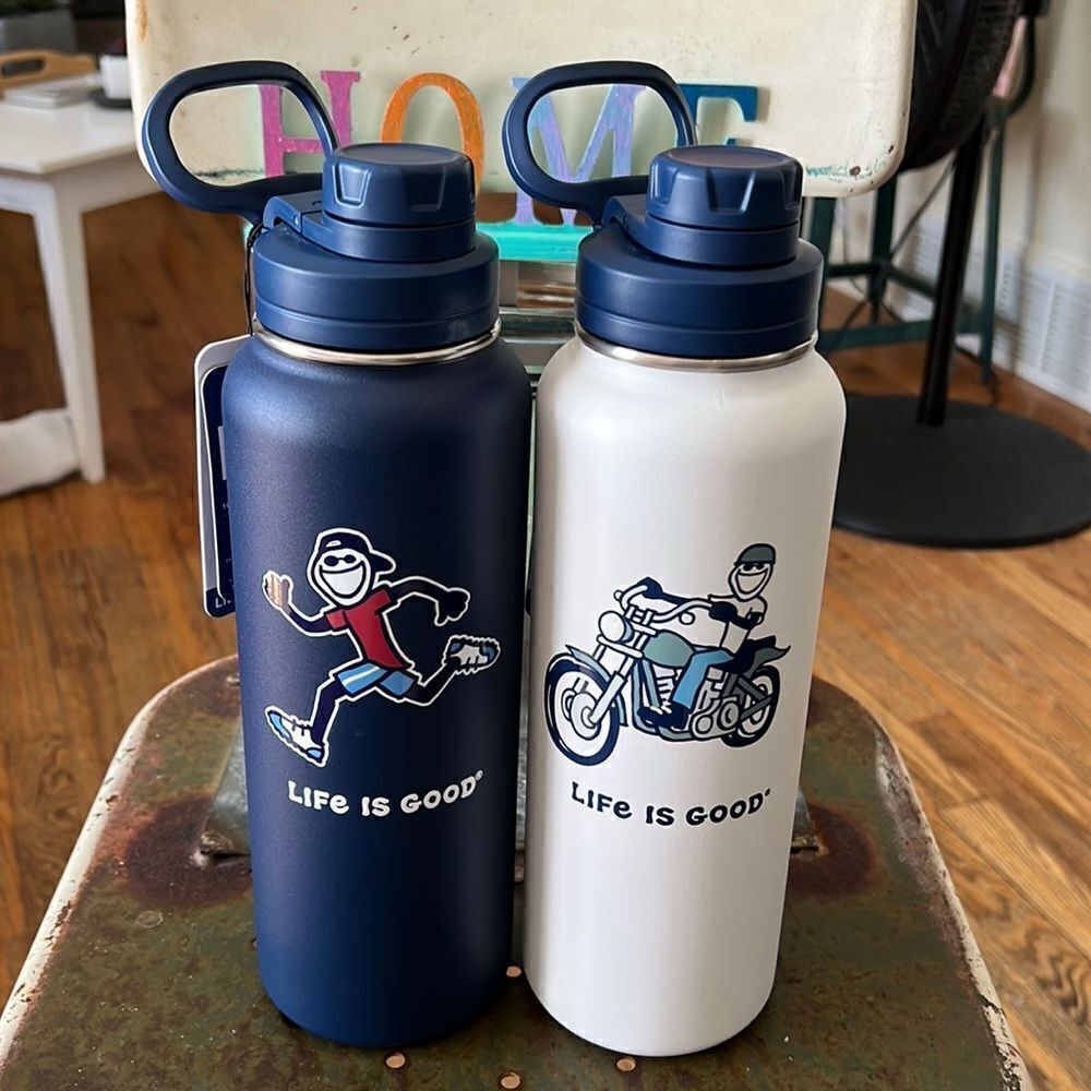 1 LEFT! Navy Blue-Life Is Good 40 oz Wide Mouth Stainless Steel Bottles